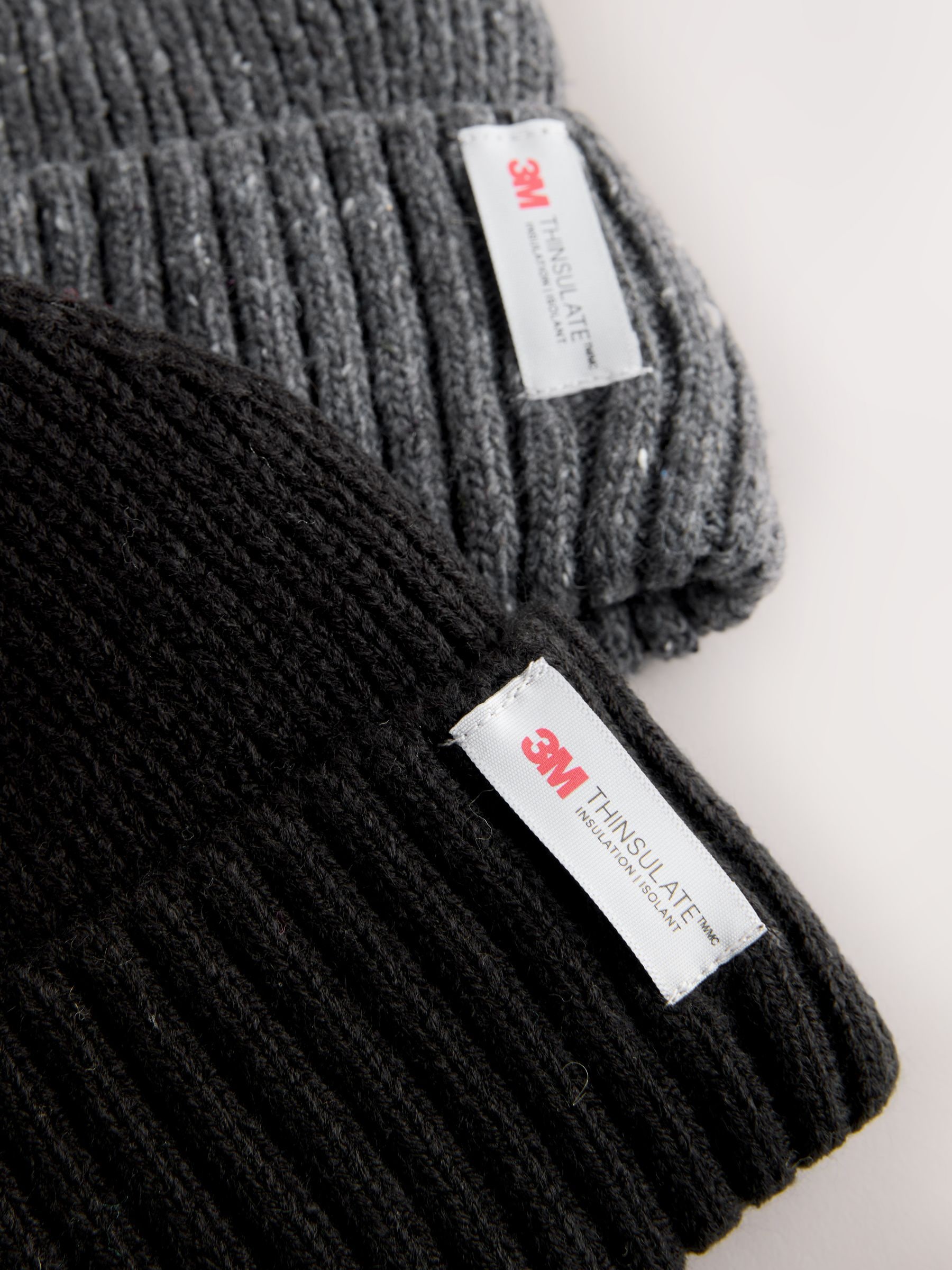 Zwart/antraciet - Thinsulate beanie-mutsen 2 stuks