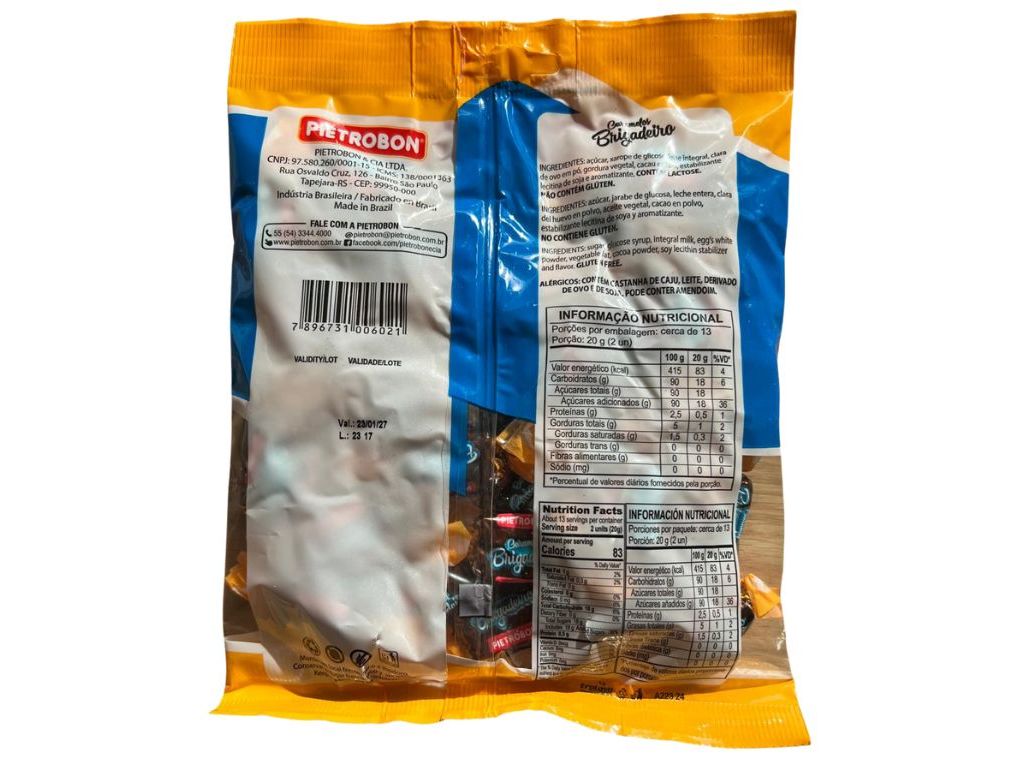 REBUÇADO PIETROBON CARAMELOS BRIGADEIRO 250G