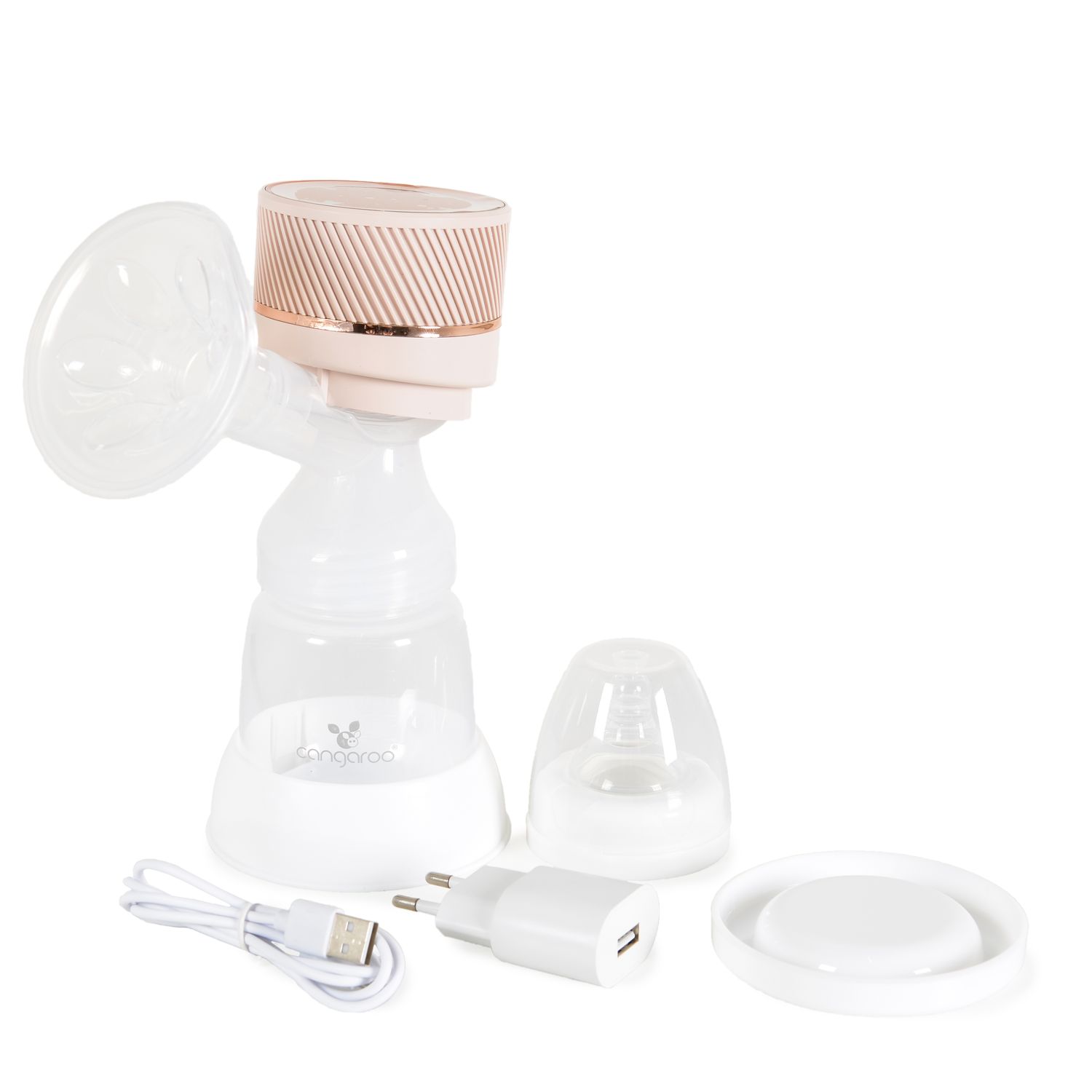 Cangaroo elektrische Milchpumpe Bianka 9 Pumpstärken Flasche Sauger 0+ Deckel beige