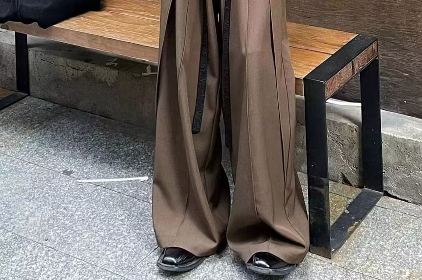 JUN.LEE - Hoge taille effen wijde broek