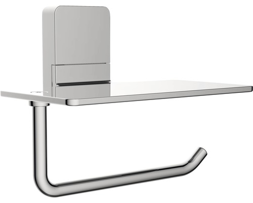 REIKA Ovaro toiletrolhouder met magnetische plank, verchroomd, zonder montageplaat