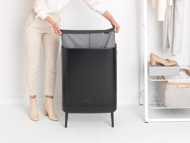 Bo Wasbox Hi, 2 x 45 liter, kunststof deksel - Matt Black