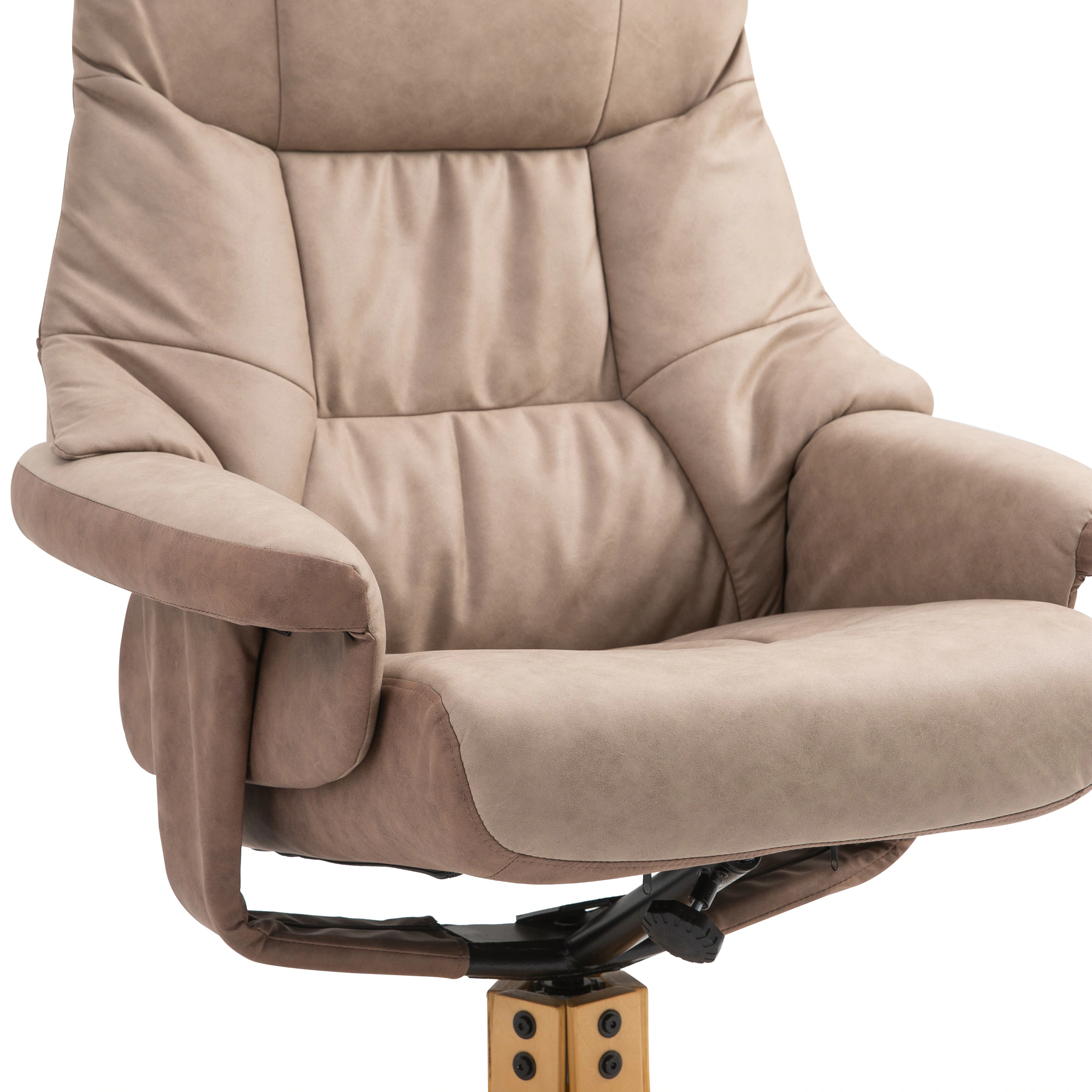 HOMCOM Relaxsessel mit Holzfuß und Hocker braun 78L x 82,5B x 109H cm