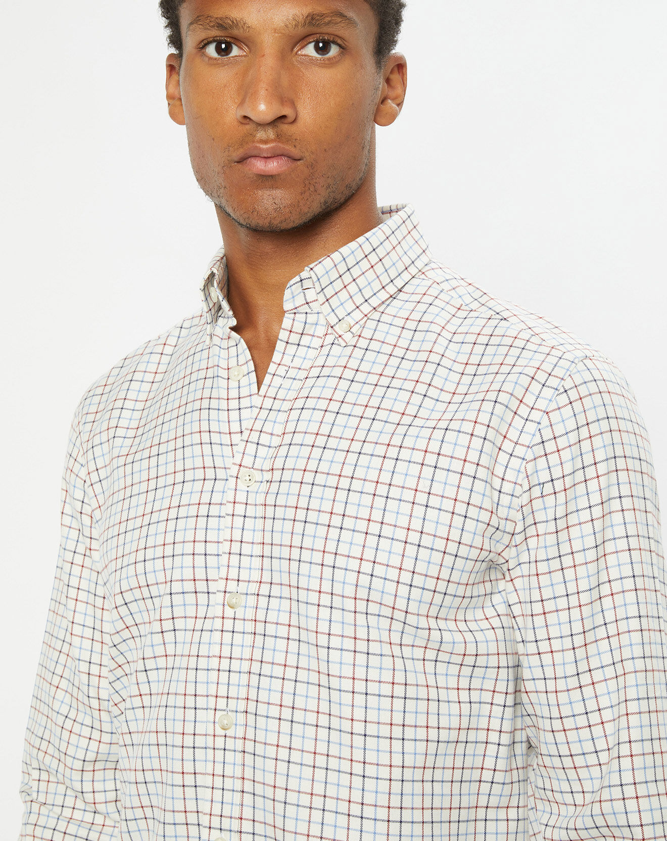 Hackett London Chemise Slim Fit en Flanelle à carreaux écru/rouge/bleu