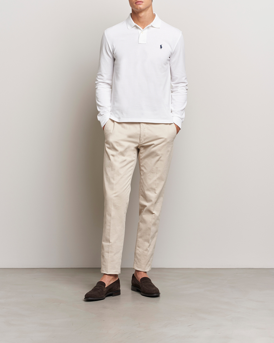 Polo Ralph Lauren Slim Fit Long Sleeve Polo White