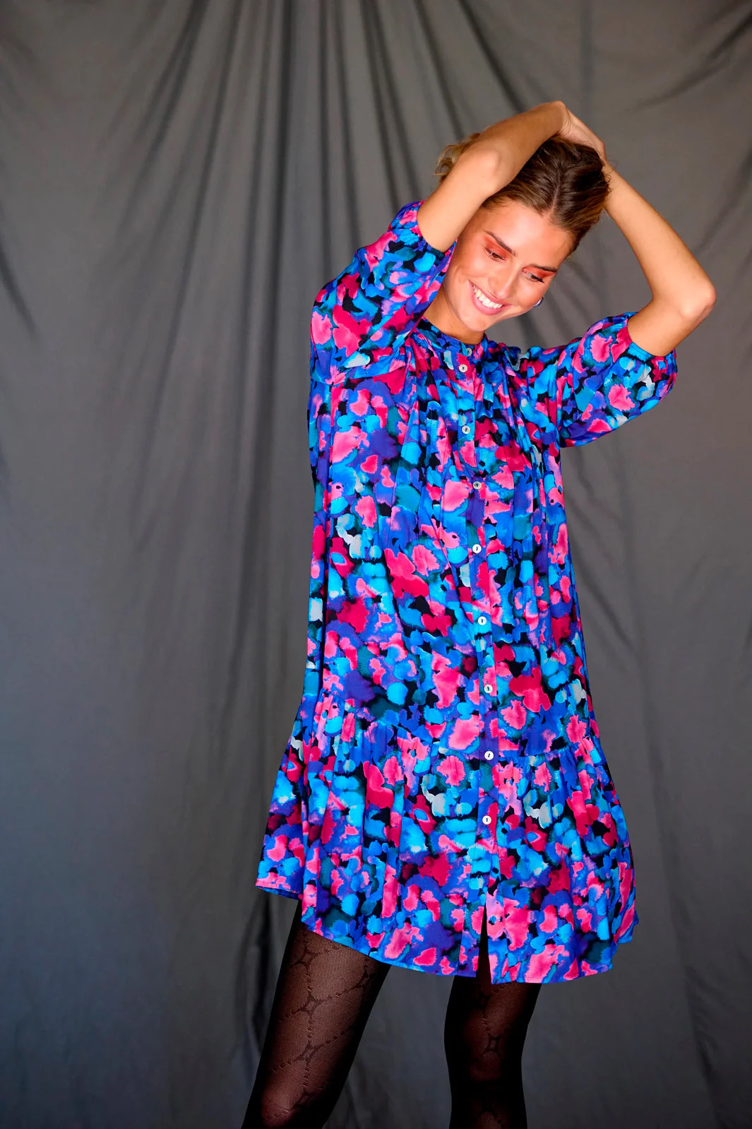 Noella Imogene sh. Dress blue pink mix