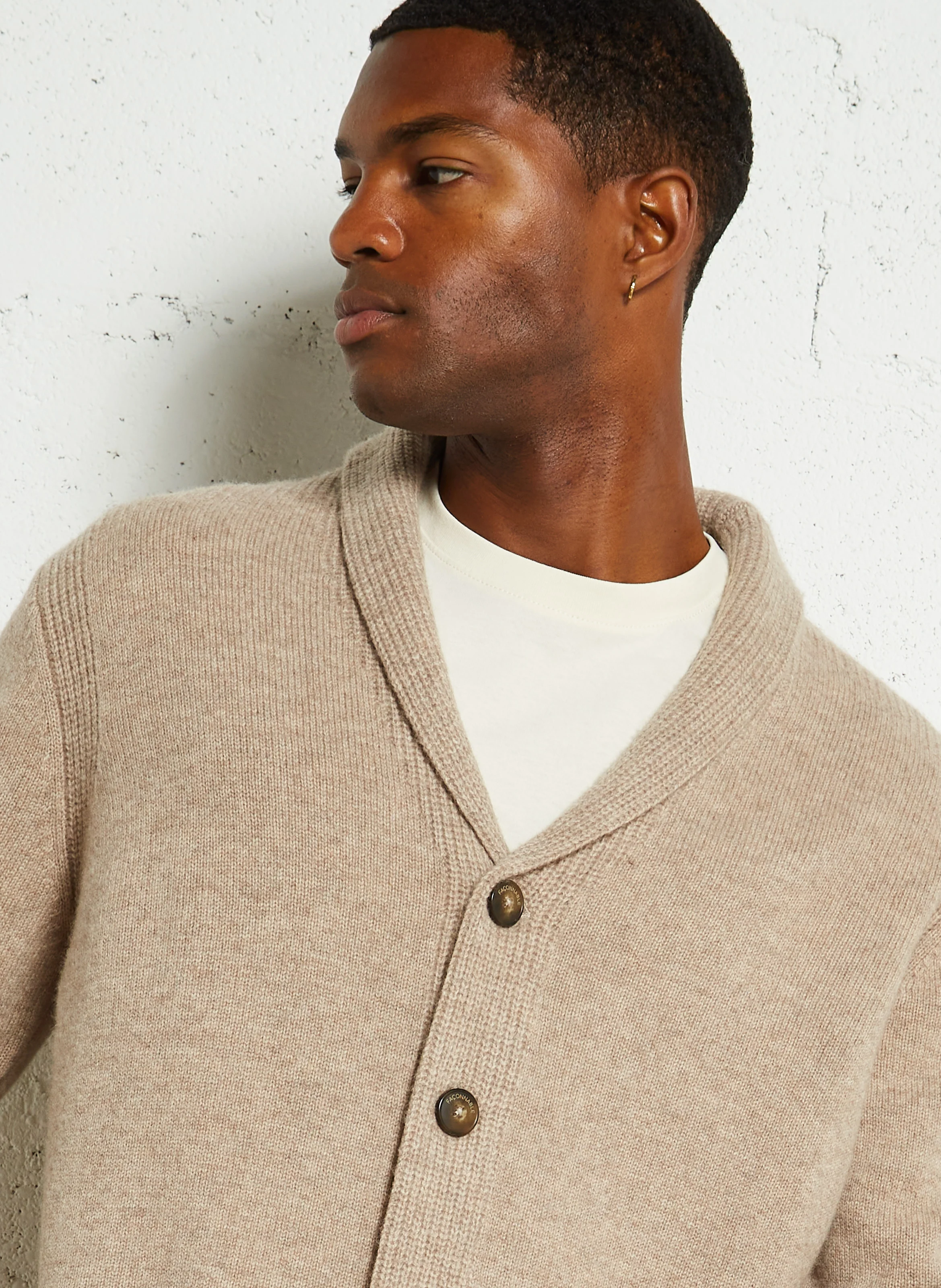 Gilet ample long en laine et cachemire | Beige