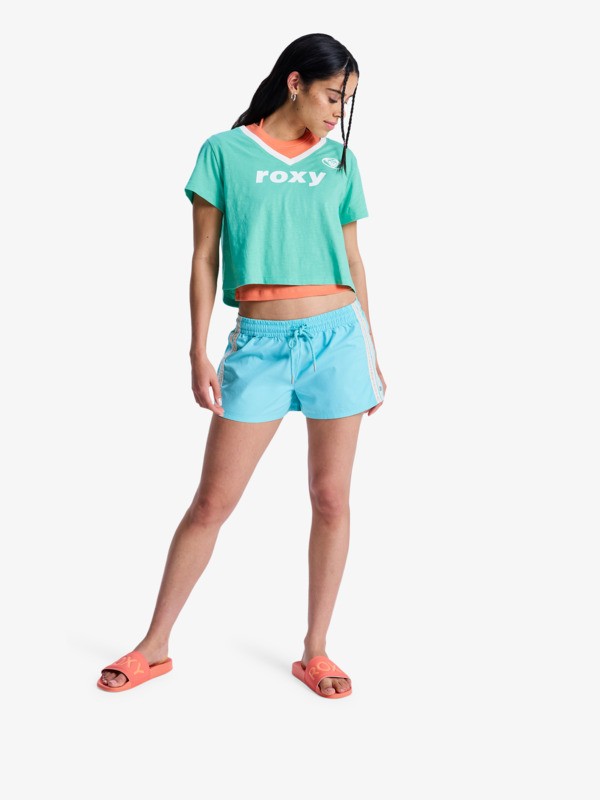 Sunlit Smiles Short taille élastique Bleu Femme