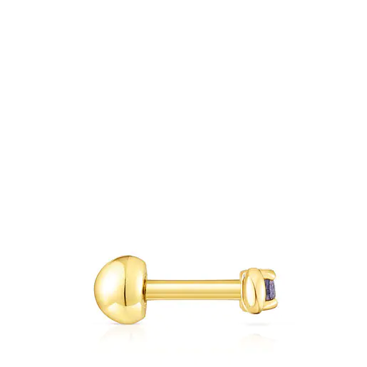 Novo piercing Motif em aço dourado IP com lua e iolita
