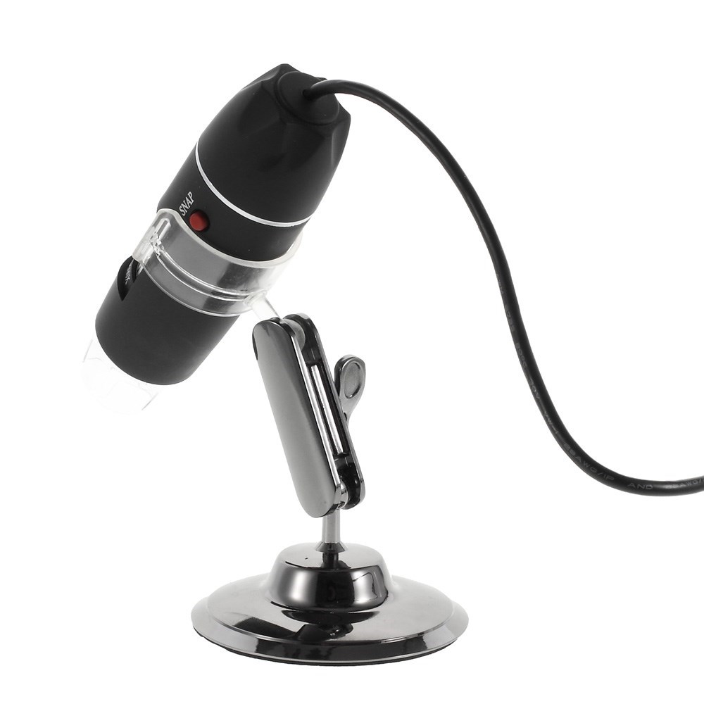 Portables USB 2.0 8-LED Digital Mikroskop (50x-500x) 1.3MP Video Kamera - Schwarz
