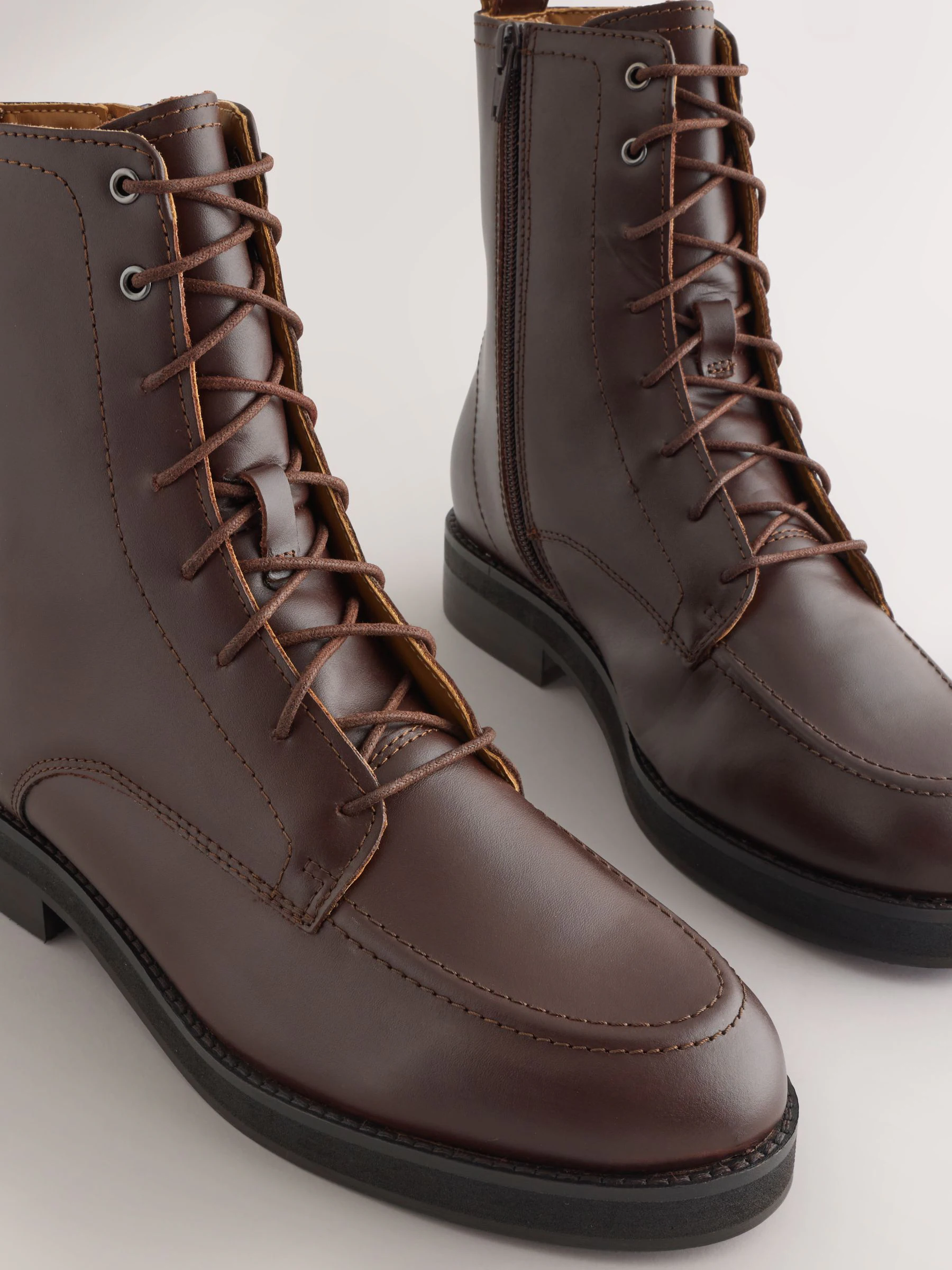 Bordeauxrood leer - Forever Comfort® - Enkellaarzen met vetersluiting