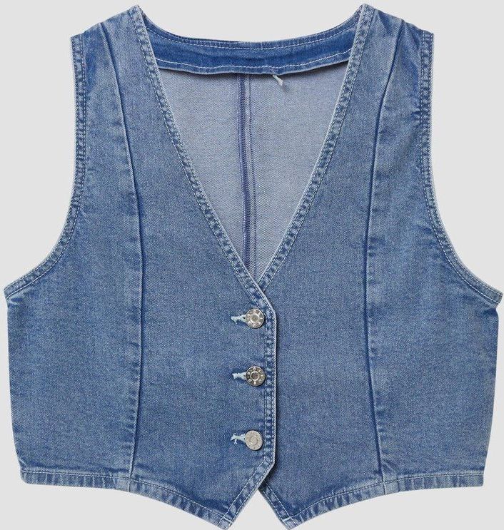 Gilet - Denim - Katoenmix - Glitterdetails