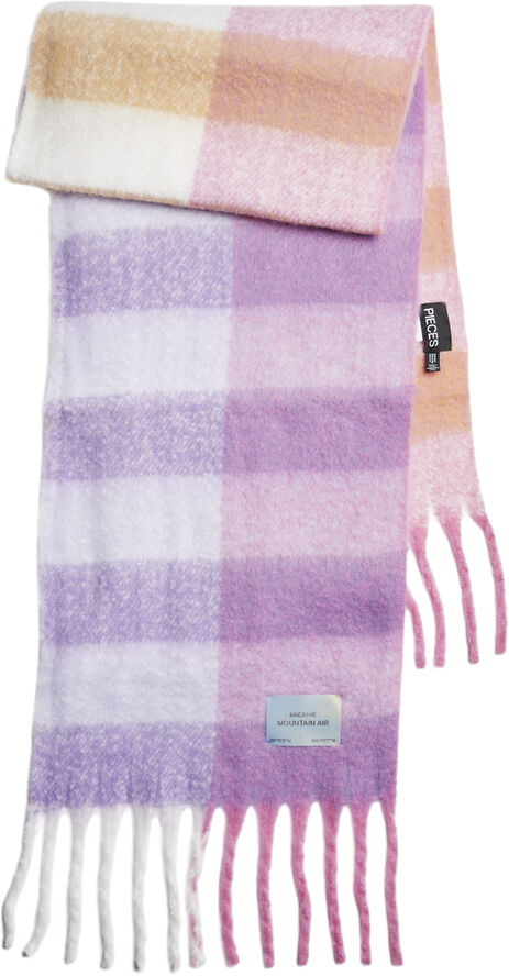 Pieces PCNINA LONG SCARF W. PATCH BC Radiant yellow/check