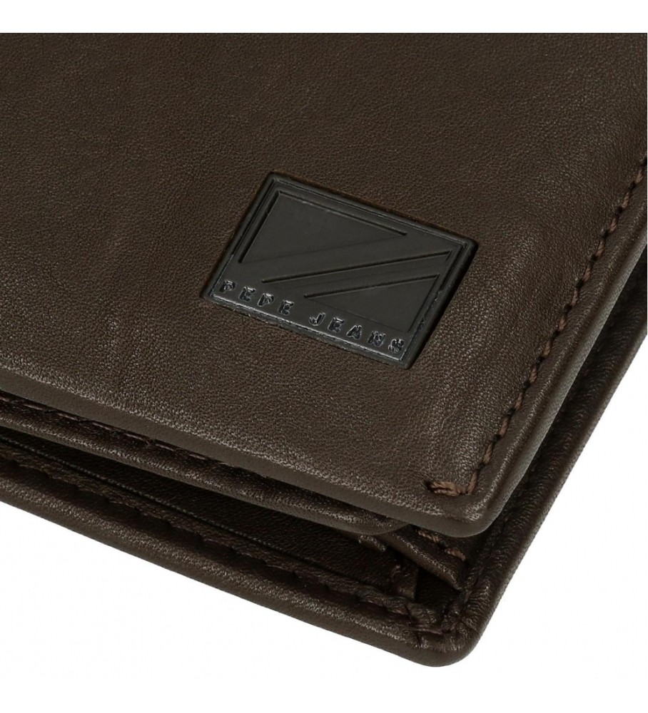 Carteira Pepe Jeans Marshal em couro marrom