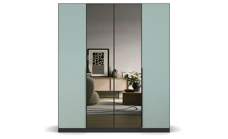 Drehtürenschrank Grau, Salbeigrün 181 cm 4 Stück