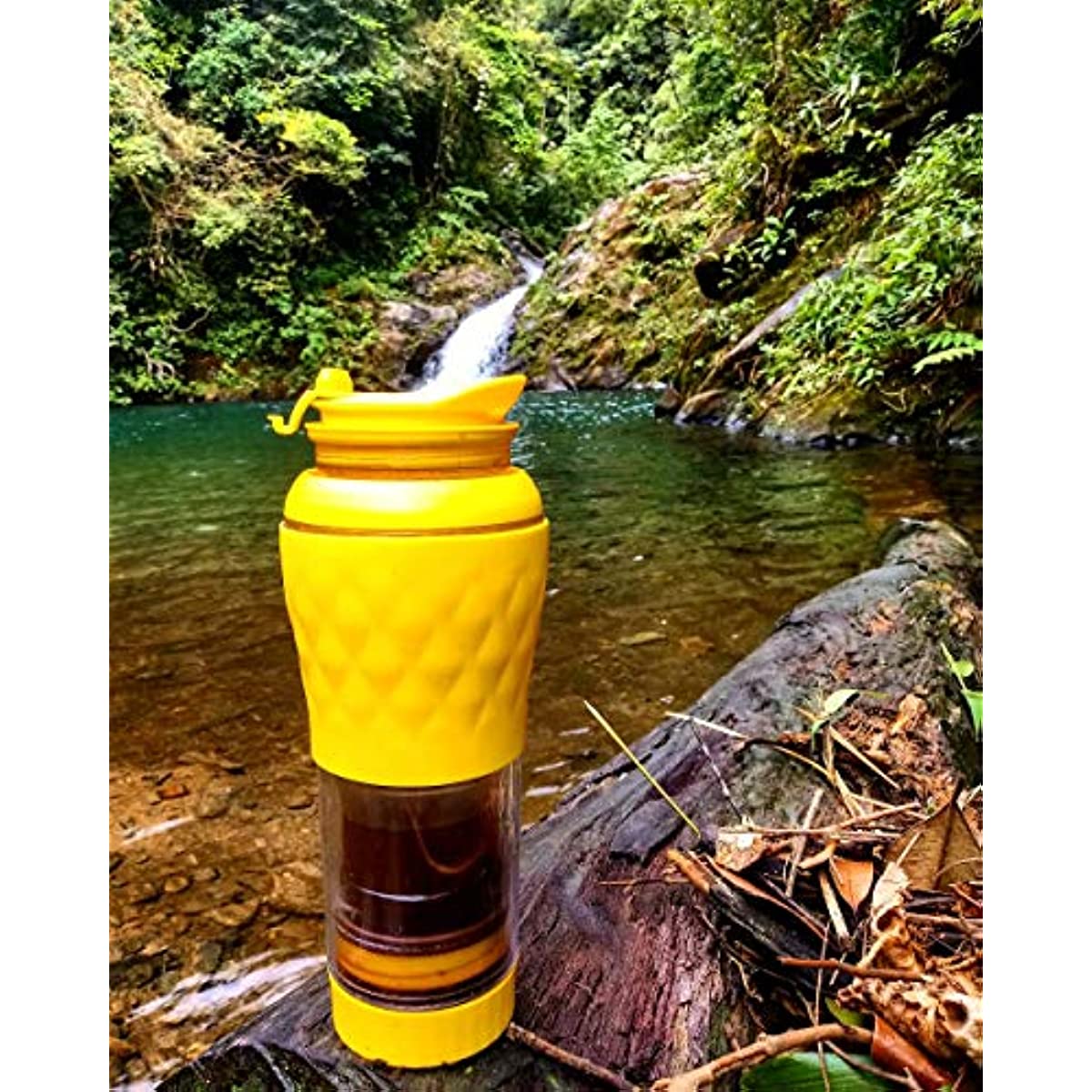 Cafeteira Port&aacute;til Pressca 350 ml, com isolamento t&eacute;rmico. Filtro reutiliz&aacute;vel de inox. Infusora de ch&aacute; manual. Livre de BPA. 22 cm de altura.