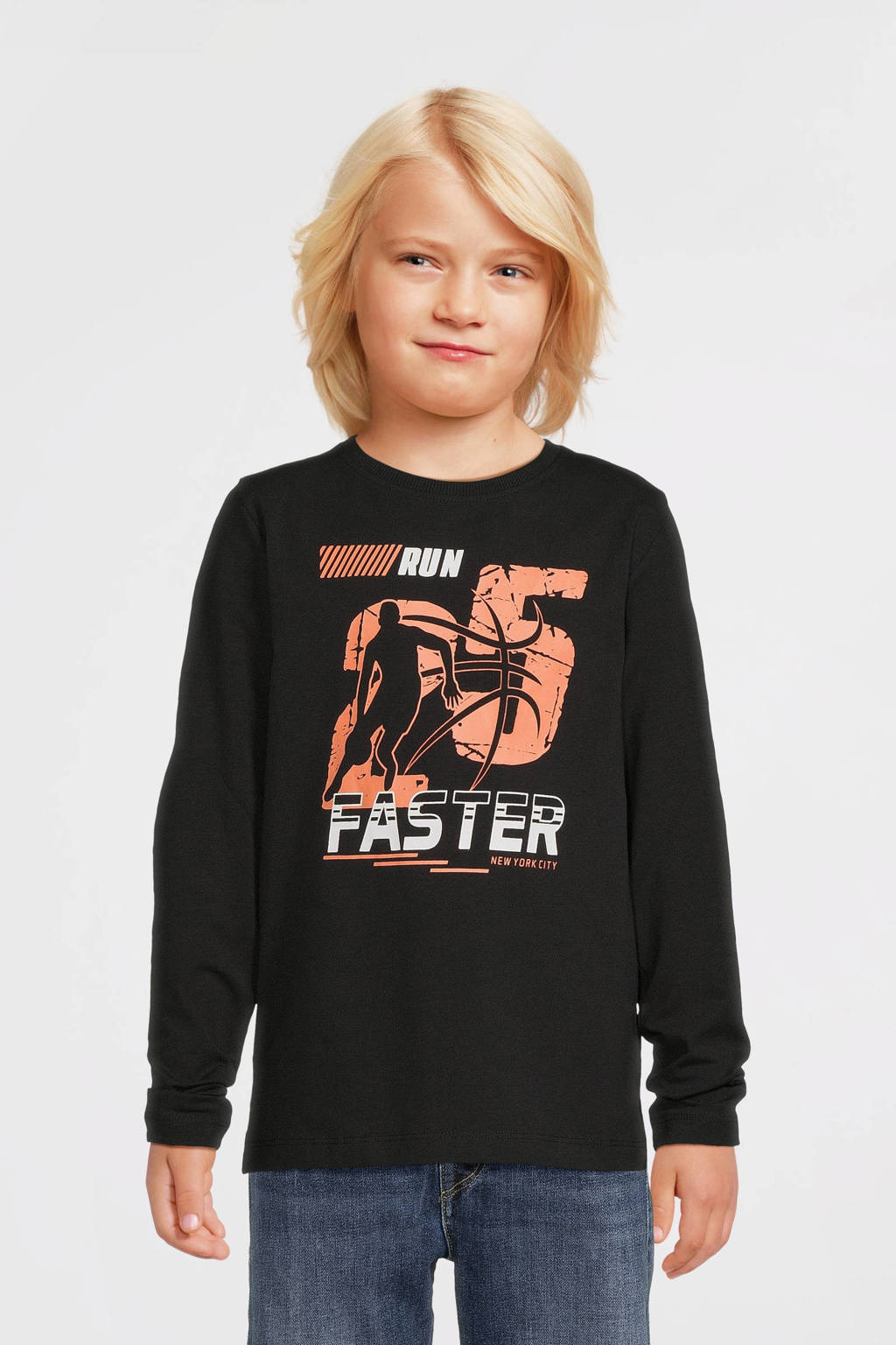 NAME IT longsleeve NKMVUX met printopdruk zwart