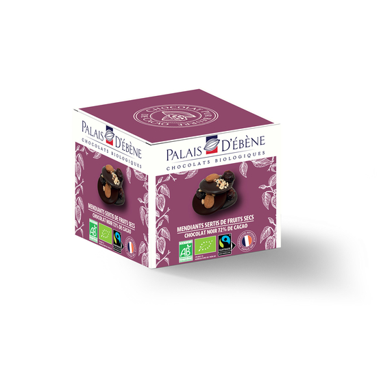 Mendiants sertis de fruit secs au chocolat noir 60g