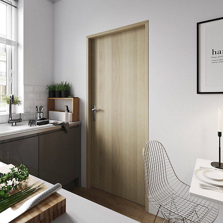 Bloc-porte Alpille effet chêne naturel H.204 x l.83 cm, réversible