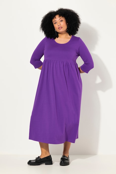 Jersey-Maxikleid, A-Linie, Rundhals, 3/4-Arm, Taschen