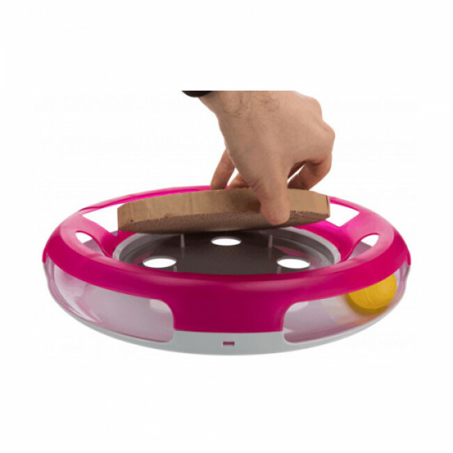 Plateau de jeu Race & Scratch avec balle et griffoir pour chat Trixie