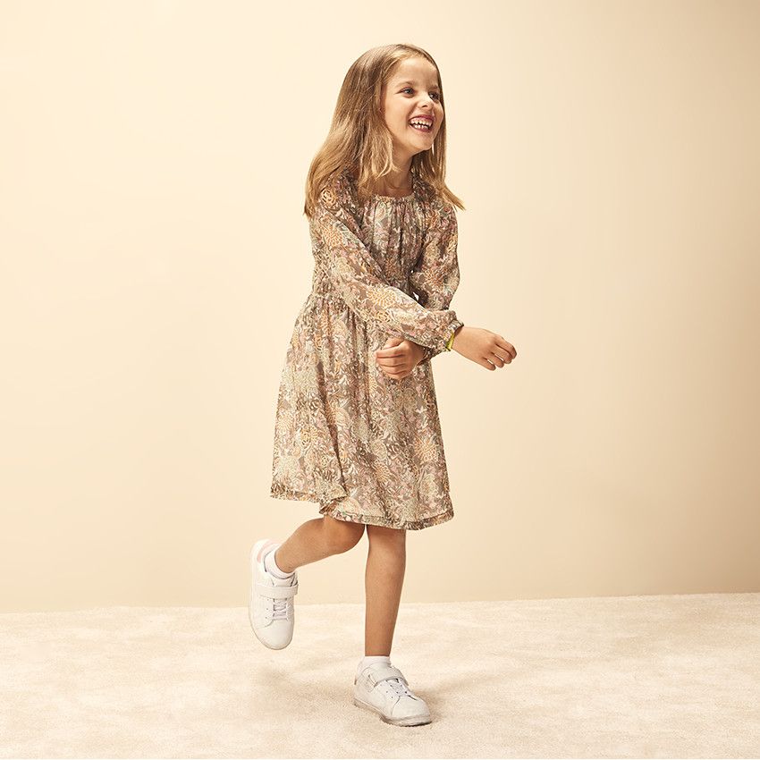 Robe en polyester imprimé fantaisie pour fille - Vert