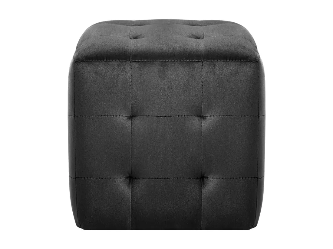 2 pcs Poufs Noir 30 x 30 x 30 cm Tissu velours