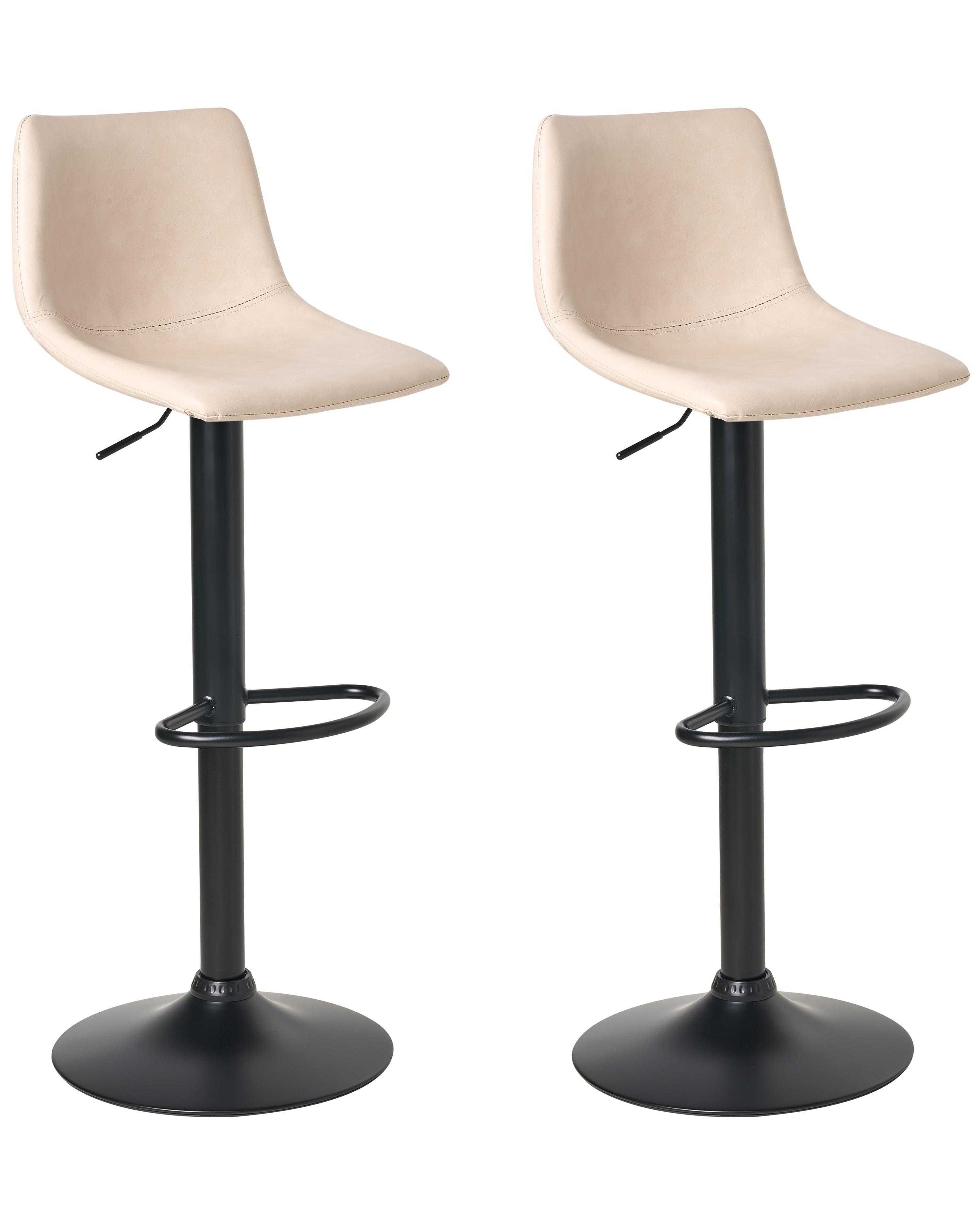 Set van 2 barkrukken LEBRIJA Kunstleer draaibaar Lichtbeige