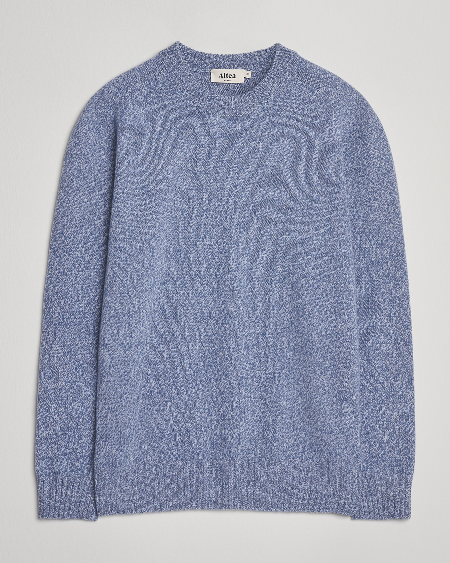 Altea Wool/Cashmere Crew Neck Sweater Light Blue Melange