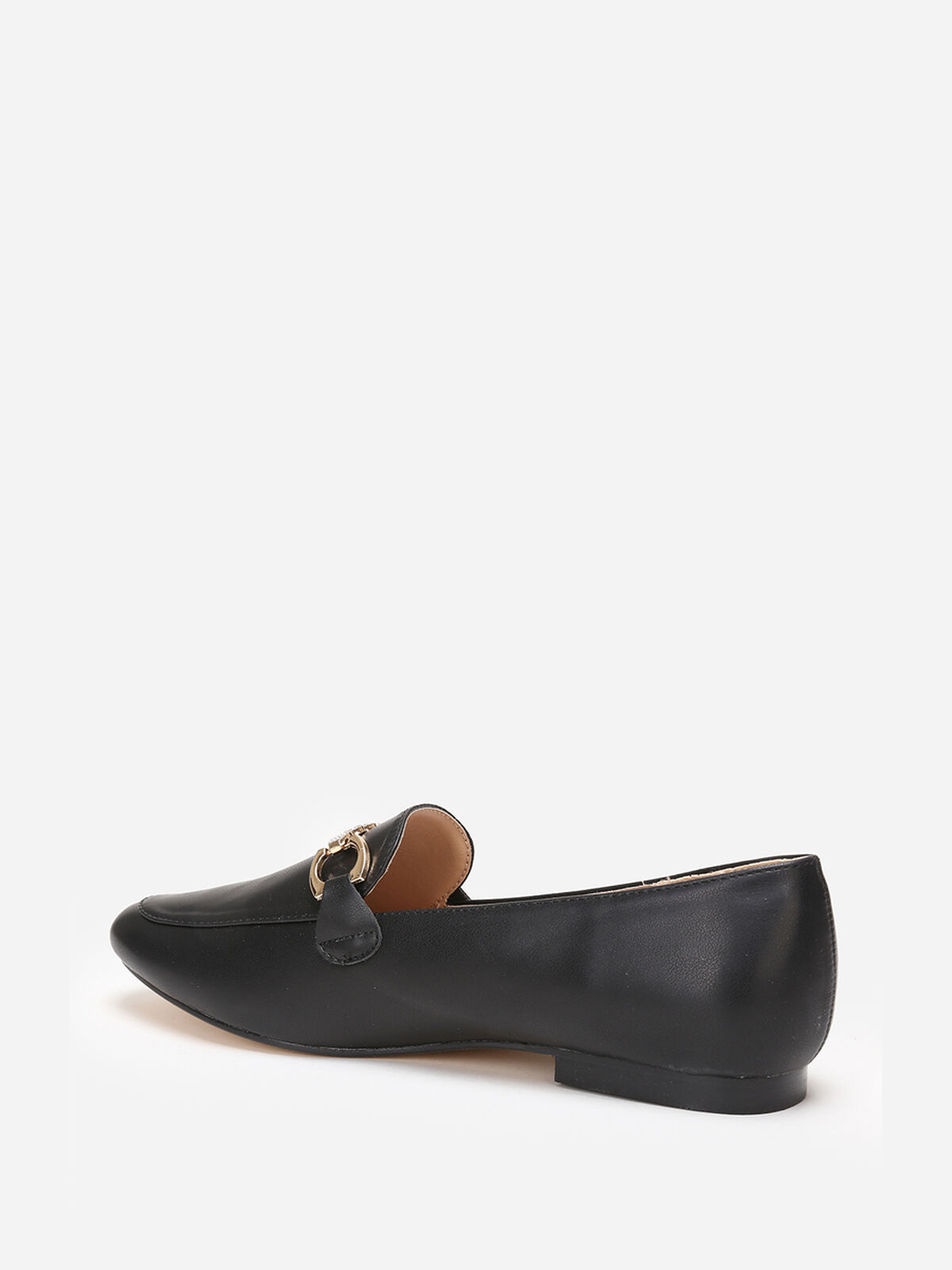 Mocassins à bride chaîne et strass- Noir