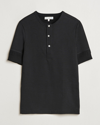 Merz b. Schwanen Short Sleeve Organic Cotton Henley Grey Mel