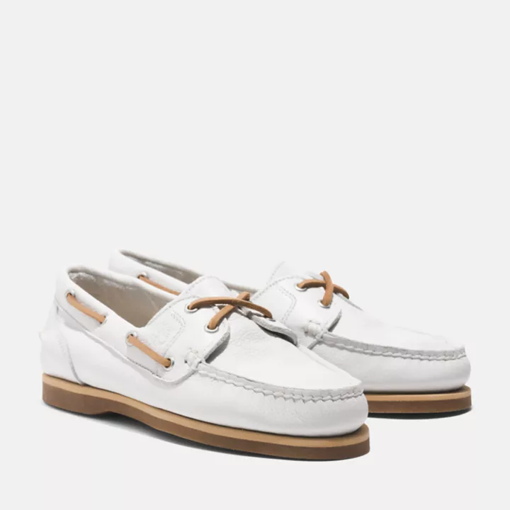 Chaussure bateau classique pour femme en blanc