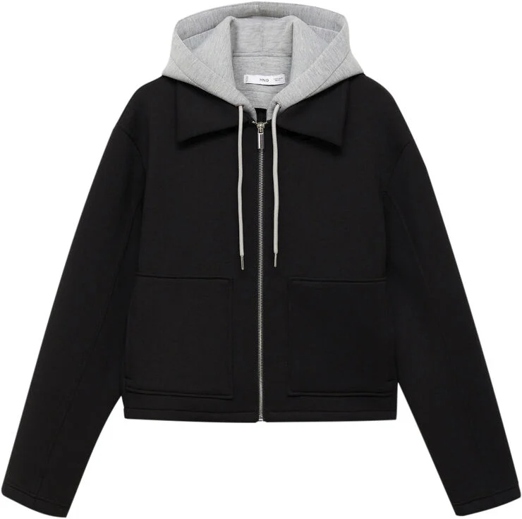 MANGO Hooded combination jacket Black