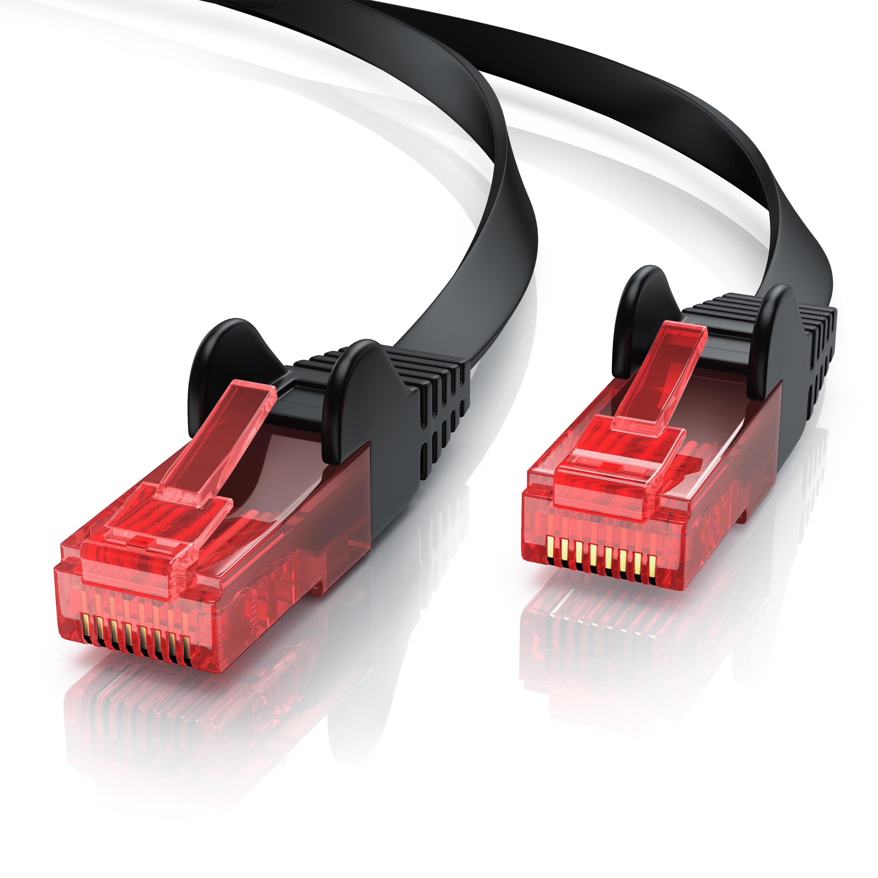 CSL Cat 6 Flachband LAN Kabel - mehrfach geschirmt - UTP Gigabit - 1000 Mbit/s - Patchkabel Flachkabel - Netzwerkkabel - 1m