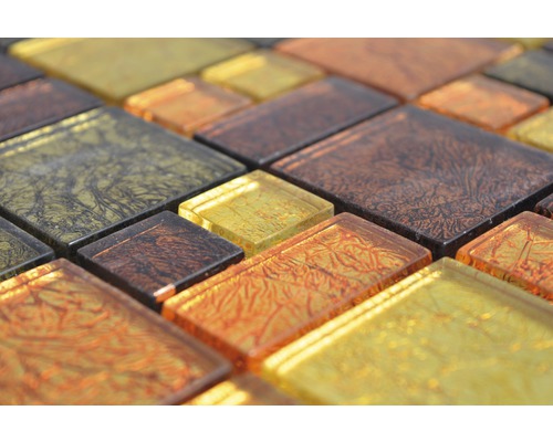 Glasmozaïek XCM 8AL49 30x30 cm bruin/goud/oranje