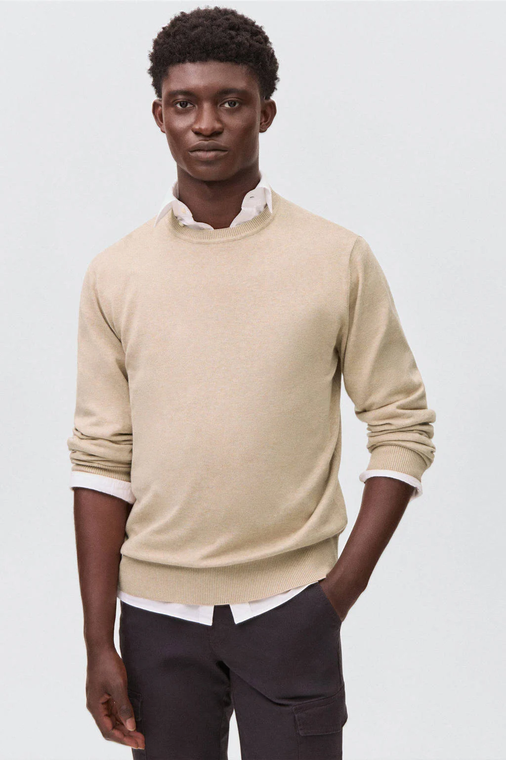 MANGO TEEN trui beige fijn gebreid