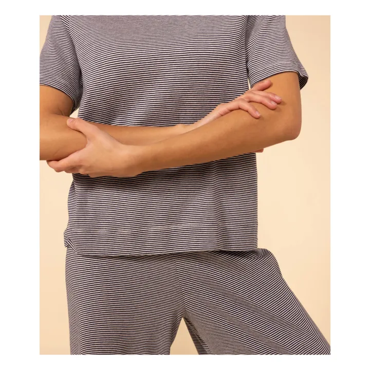 Petit Bateau Ensemble Pyjama Marence Rayé - Collection Femme | Bleu marine