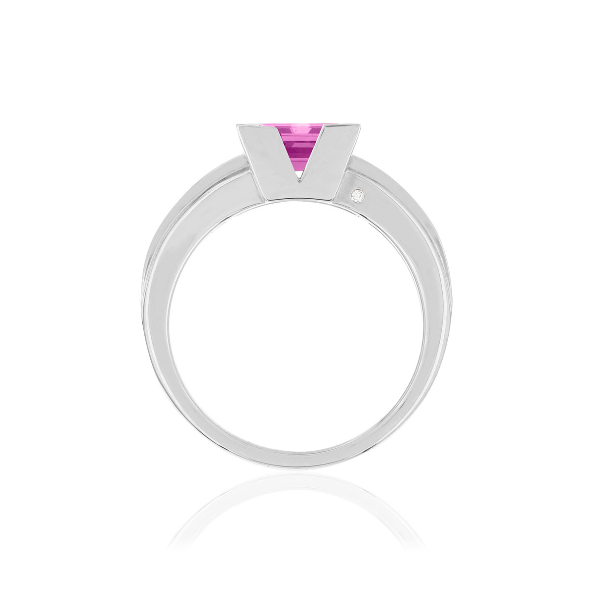 Bague VAN BRILL or blanc 750, tourmaline rose, diamant.