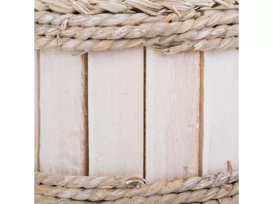 Panier en bois et corde blanc d20x12/21h