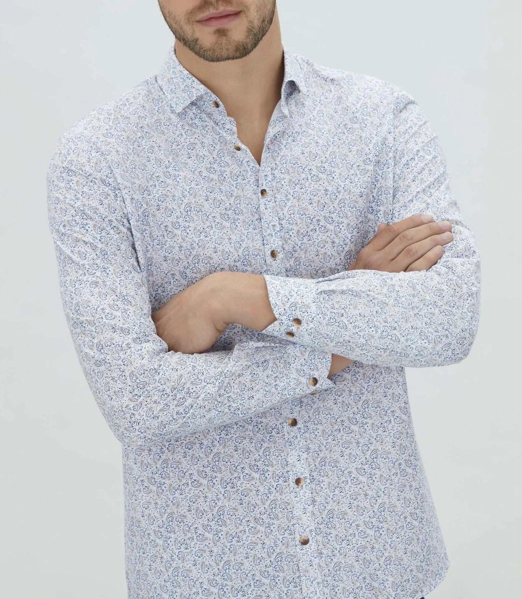Chemise casual à imprimé bleu ciel 