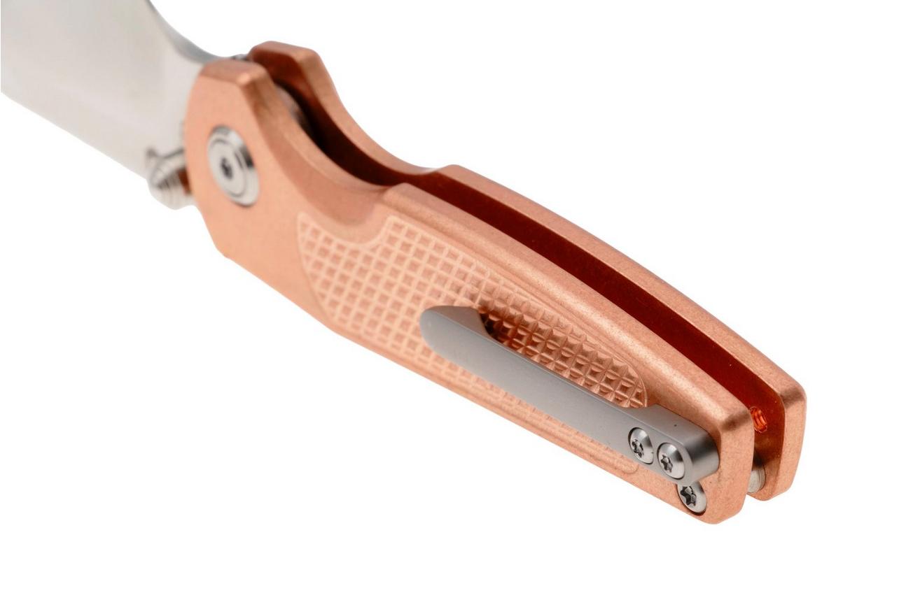 Artisan Cutlery Cleo 1871G-CO, Sand Polished CPM S90V, Copper Titanium zakmes, Johan Jordaan design