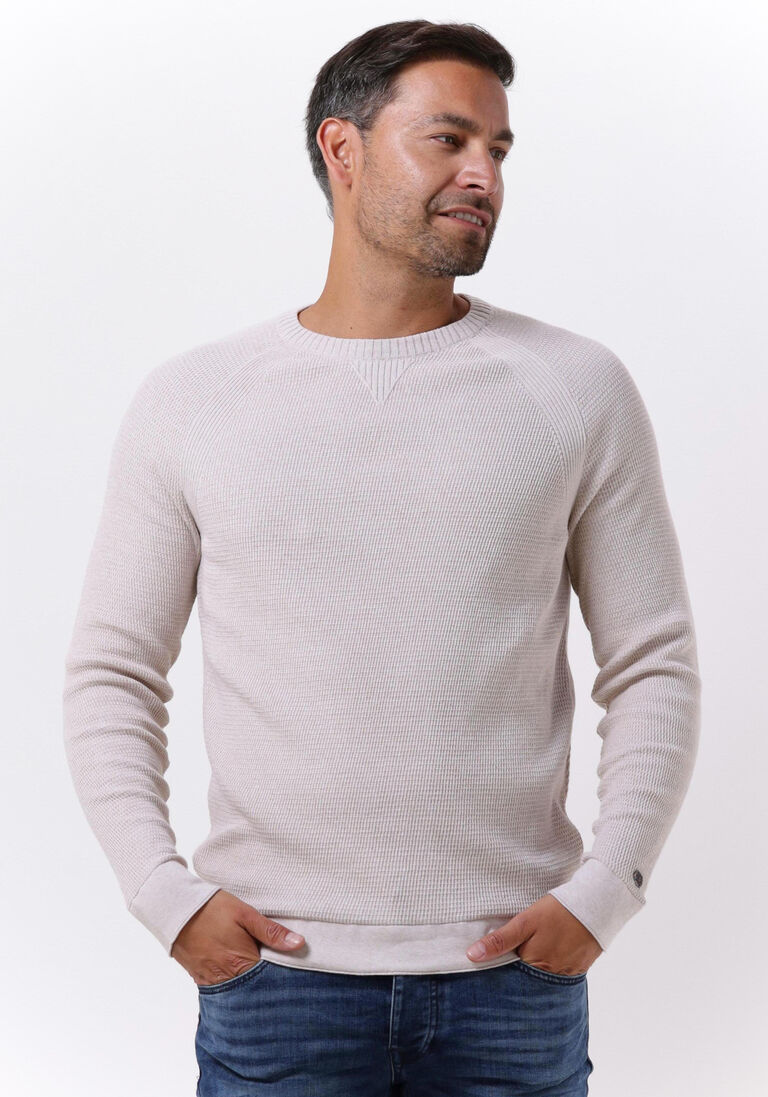 CAST IRON beige cast iron trui r-neck cotton mouline slub