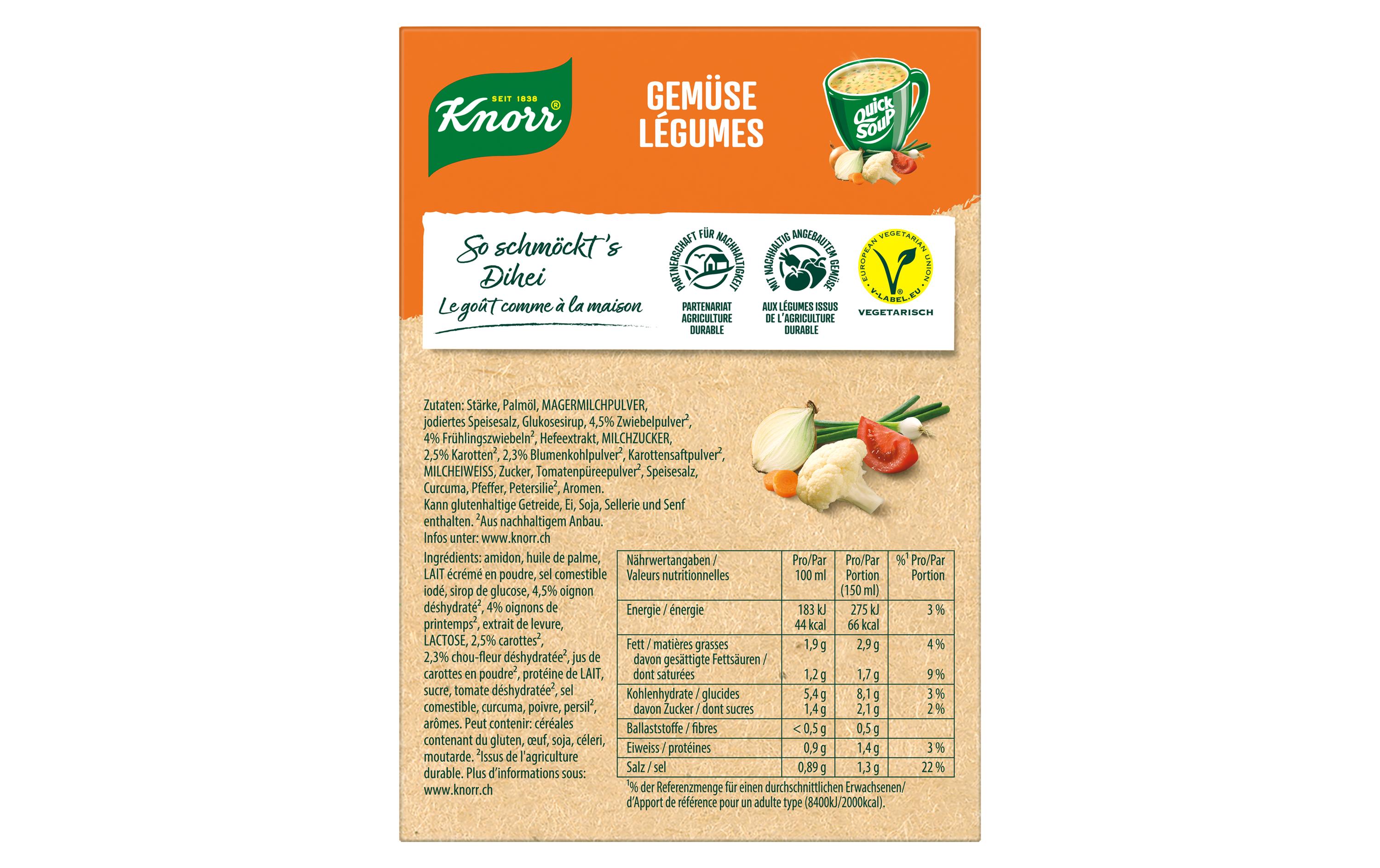 Quick Soup Gemüse 3 PortionenAromatische Gemüsesuppe