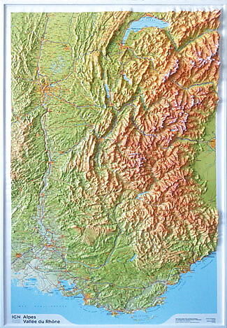 IGN - RELIEF ALPES VALLEE DU RHONE 1 375 000 80x113