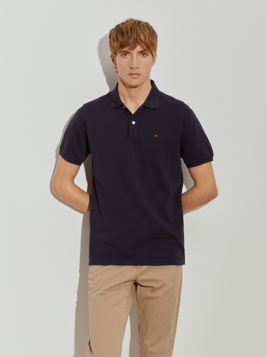 Polo piqué regular fit em algodão