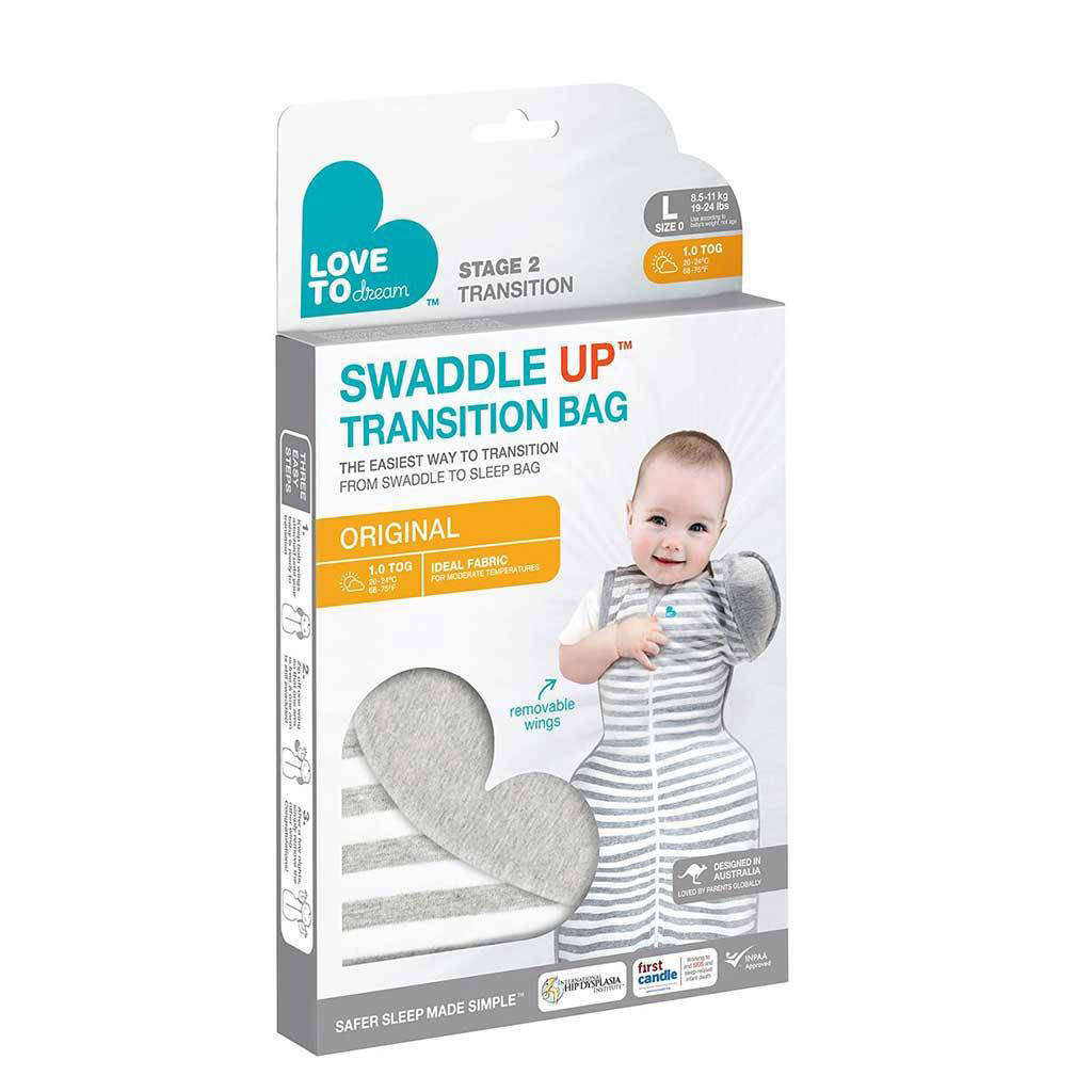 Super leuk en comfySwaddleUp overgangsslaapzak Fase 2 TOG 1.0 grijs/wit