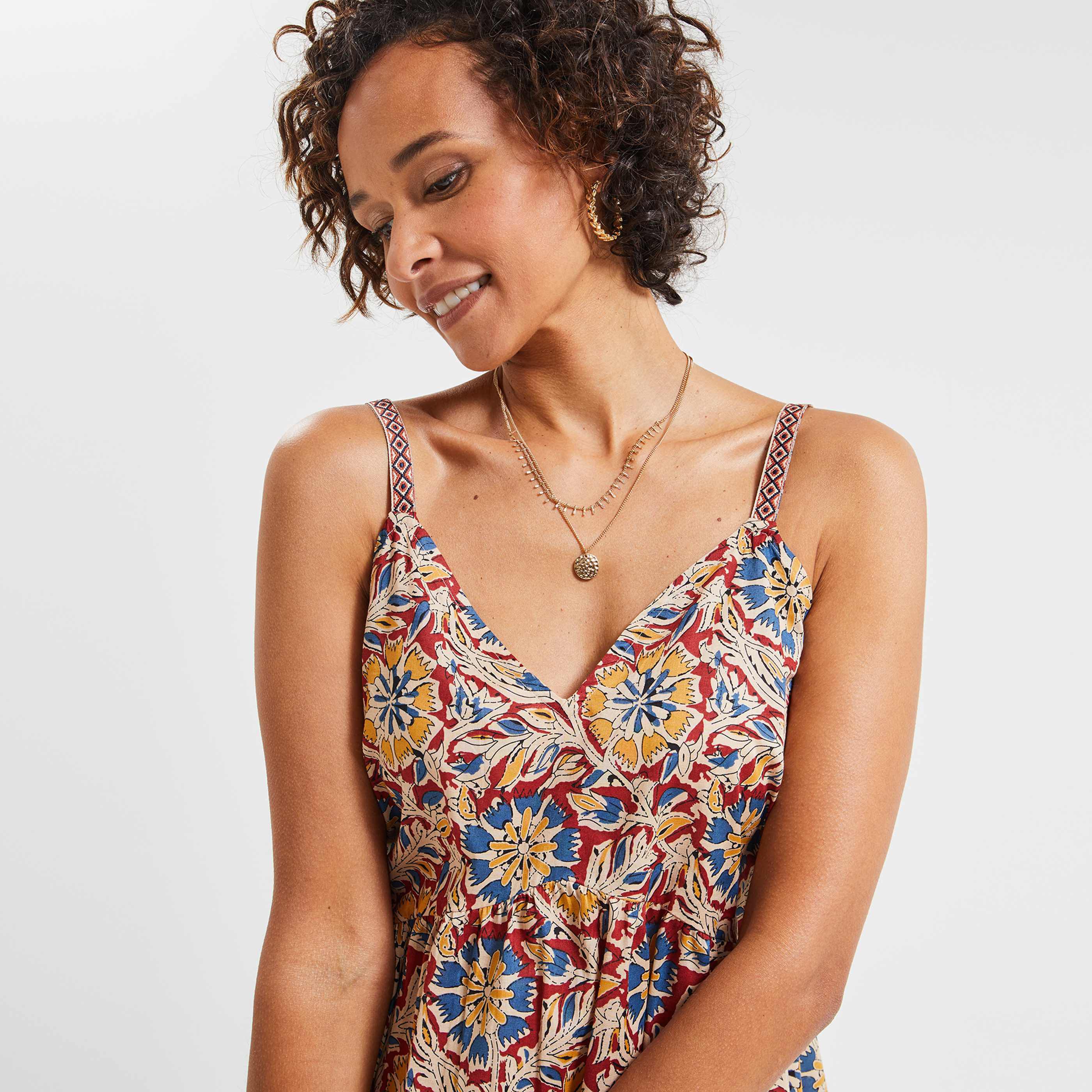 Robe imprimée femme - MARRON