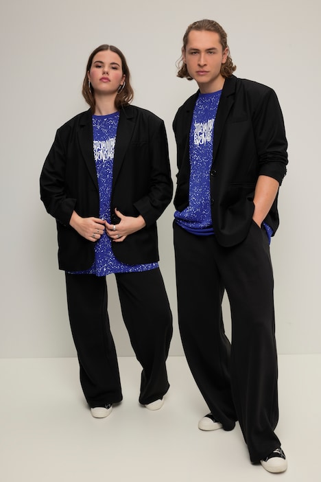 Blazer, oversized, Rücken-Knopfleiste, Revers, Langarm, Unisex