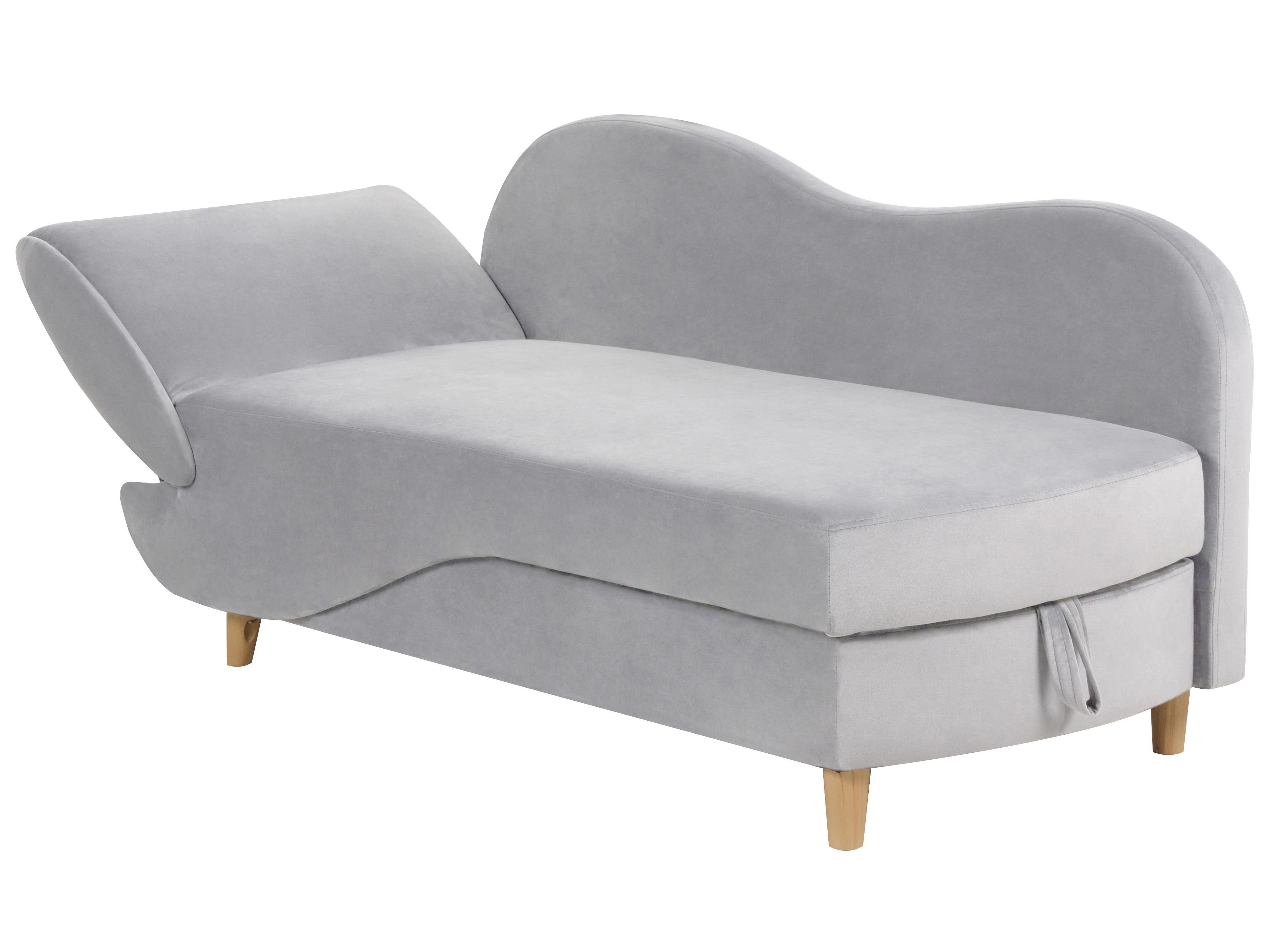 Linkszijdige chaise longue MERI Fluweel Lichtgrijs met opbergruimte