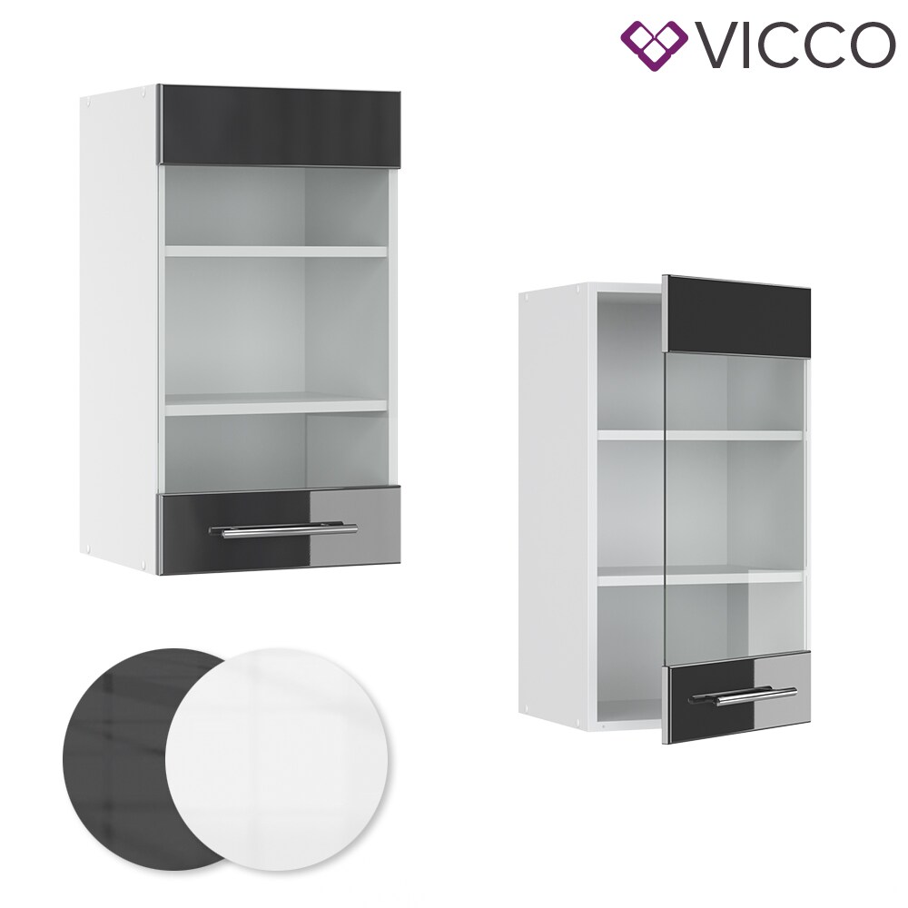 VICCO Hängeglasschrank 40 cm Anthrazit Küchenzeile Unterschrank Fame